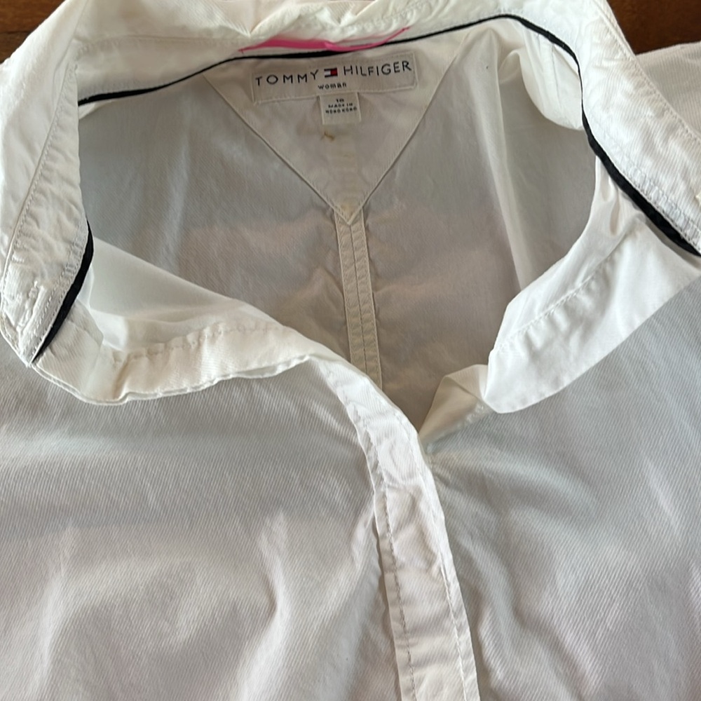 Vtg Tommy Hilfiger Women’s Stitch Detail Silhouette Shirt 18 Preppy Normcore - Picture 4 of 16